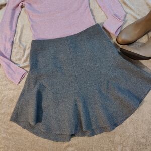 Madewell Soft Heather Gray Wool Flared Mini Skirt, Size 6